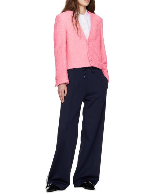 MSGM Blue Textured-Knit Jacket