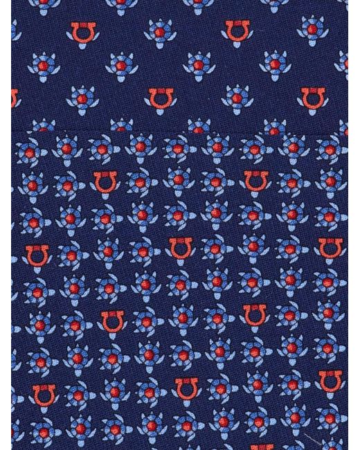 Ferragamo Blue Turtles Print Silk Tie for men