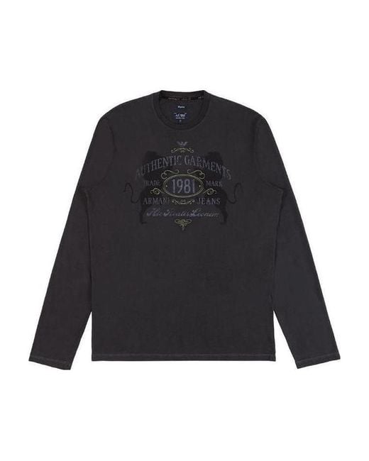 Armani Jeans Black Logo Long-Sleeved T-Shirt for men