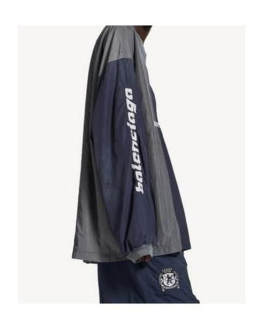 Balenciaga Blue Logo Embroidered V-Neck Sweatshirt for men
