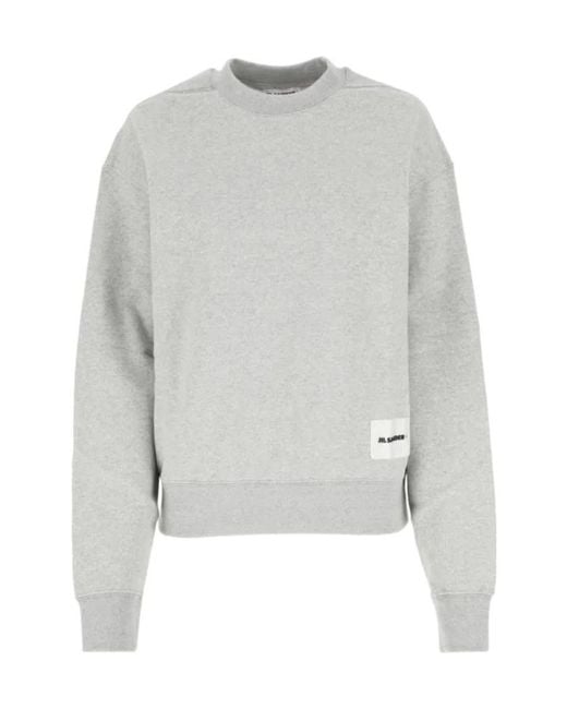 Jil Sander Gray Logo-Patch Straight Hem Sweatshirt