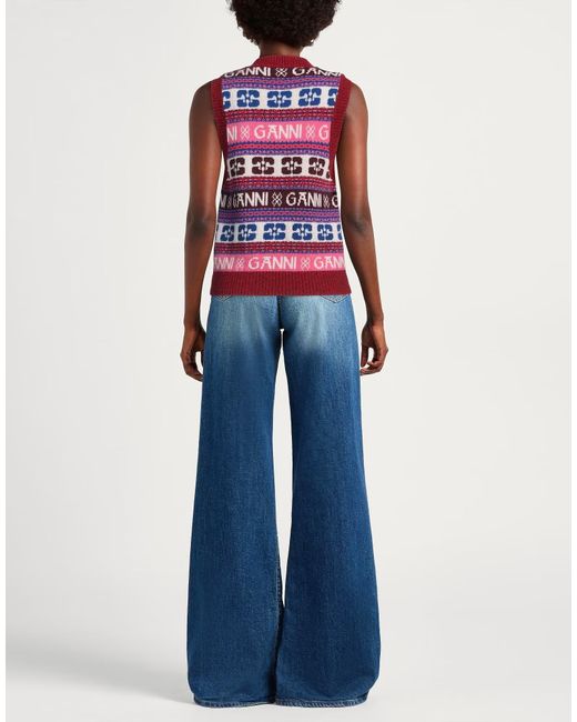 Ganni Red Colorful Sleeveless Knit Top