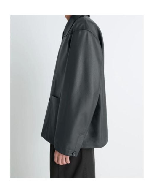 Lemaire Black Leather Workwear Jacket for men