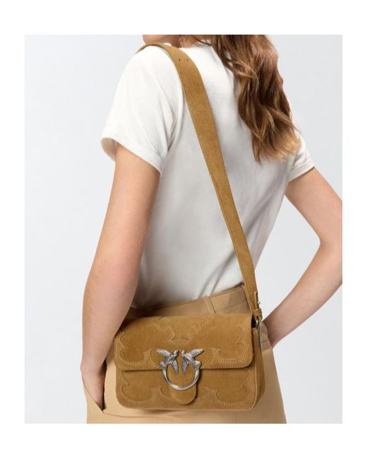 Pinko Brown Love One Mini Shoulder Bag