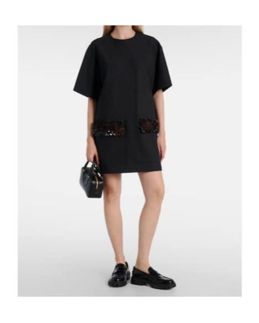 Plan C Black Sequined Wool-Blend Minidress
