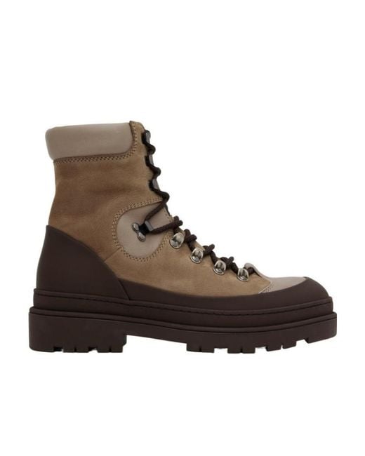 Brunello Cucinelli Brown Lace-Up Ankle Boots for men