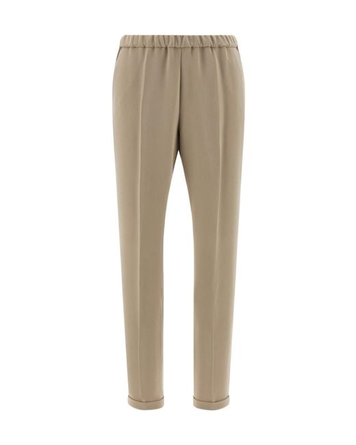 Alberto Biani Natural Elasticated Pleat Trousers