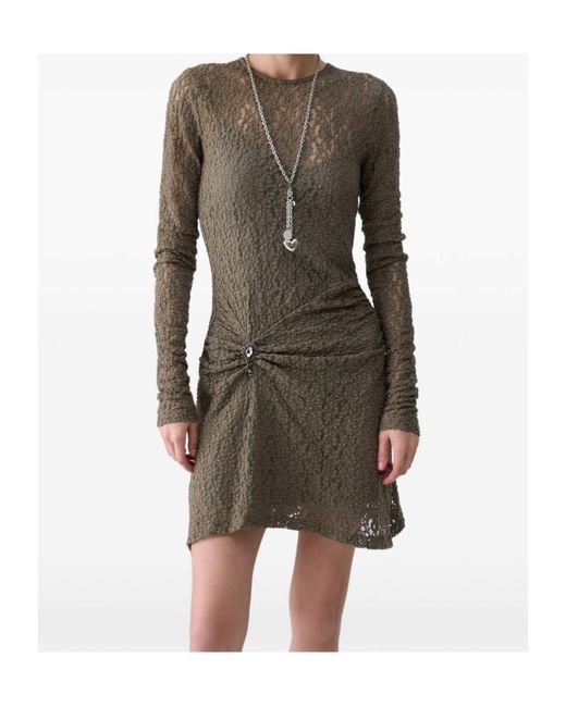 Liu Jo Gray Short Lace Embellished Dress