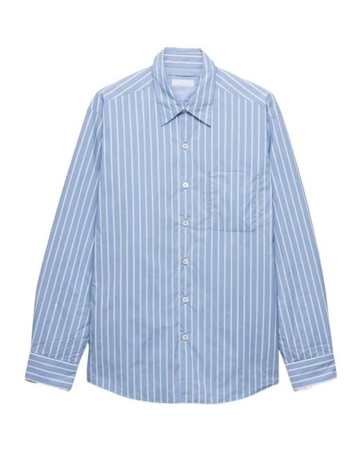 Prada Blue Striped Button-Up Shirt for men