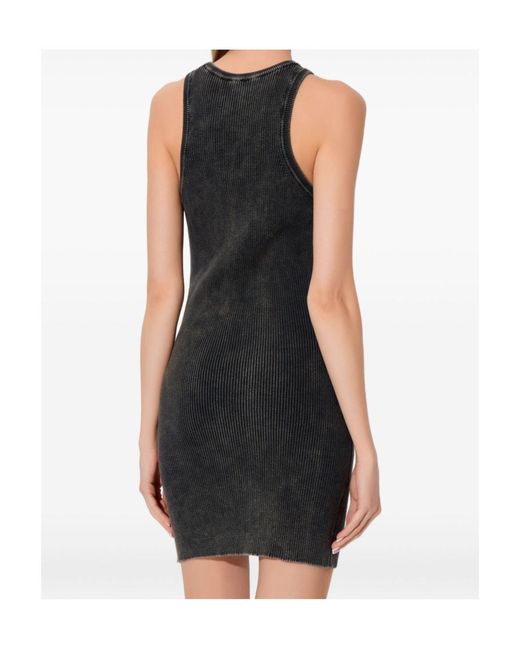 DIESEL Black M-Anchorage Logo-Plaque Ribbed Mini Dress