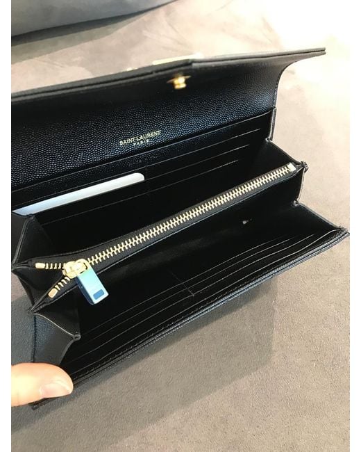 Saint Laurent Black Grain De Poudre Monogram Wallet