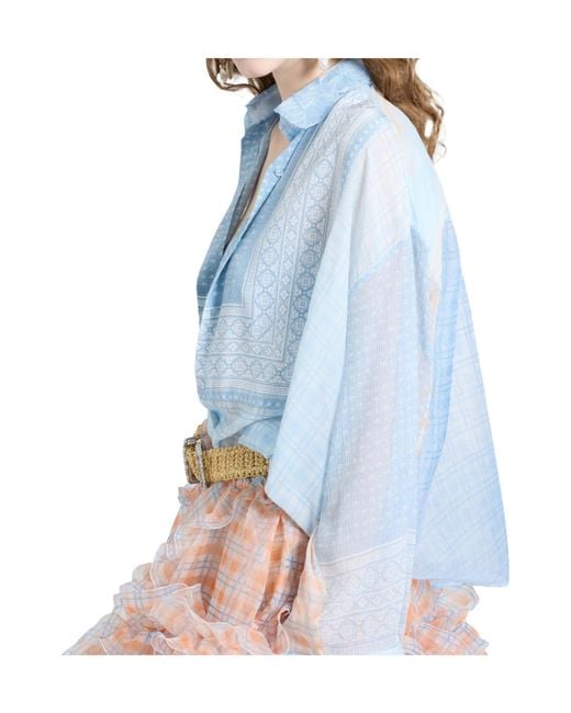 Ermanno Scervino Blue Boxy Printed Shirt