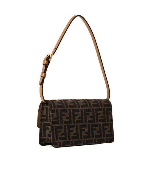 Fendi Black Monogram Printed Rectangular Shoulder Bag