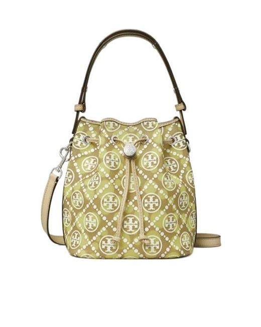 Tory Burch Metallic T Monogram Mesh Dot Bucket Bag