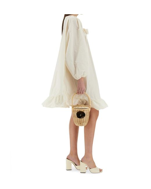 Patou Natural Ruffled A-Line Dress