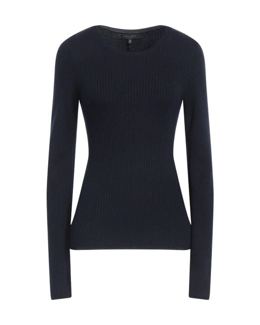 Rag & Bone Blue Solid Color Long-Sleeve Knit Top