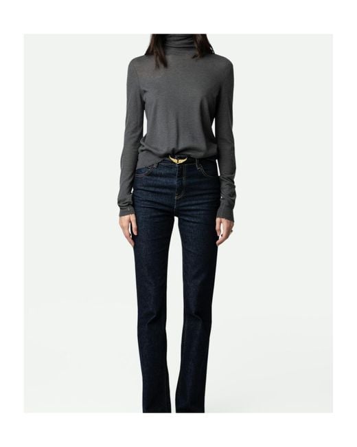 Zadig & Voltaire Gray Bobby Distressed-Effect Cashmere Jumper