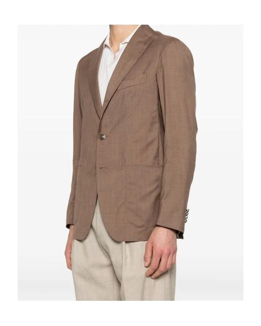 Tagliatore Brown Buttoned Single-Breasted Blazer for men
