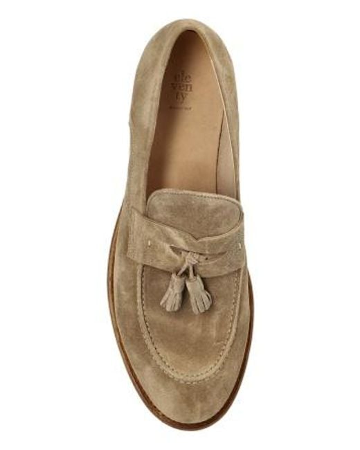 Eleventy Brown Tassel Suede Loafers for men