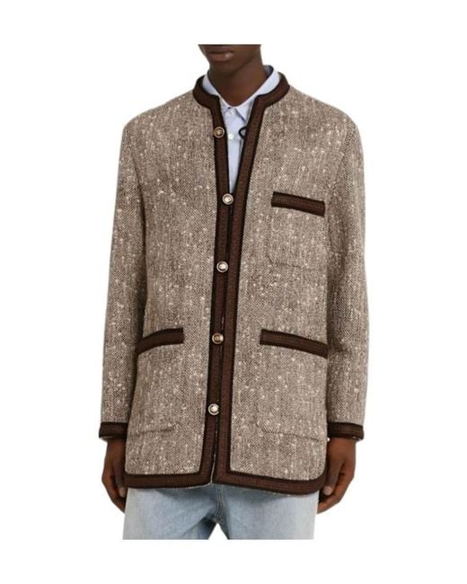 Valentino Brown Wool Chevron Jacket for men