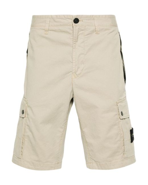 Stone Island Natural Compass-Patch Knee-Length Cargo Shorts for men