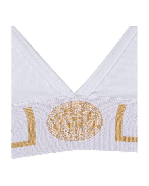 Versace White Medusa Band V-Neck Bra