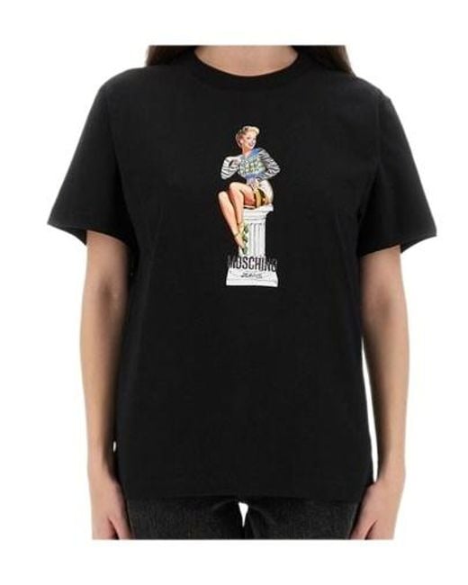 Moschino Black Jeans Logo Printed T-Shirt