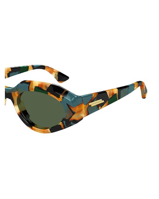 Bottega Veneta Green Eyewear Oval Frame Sunglasses