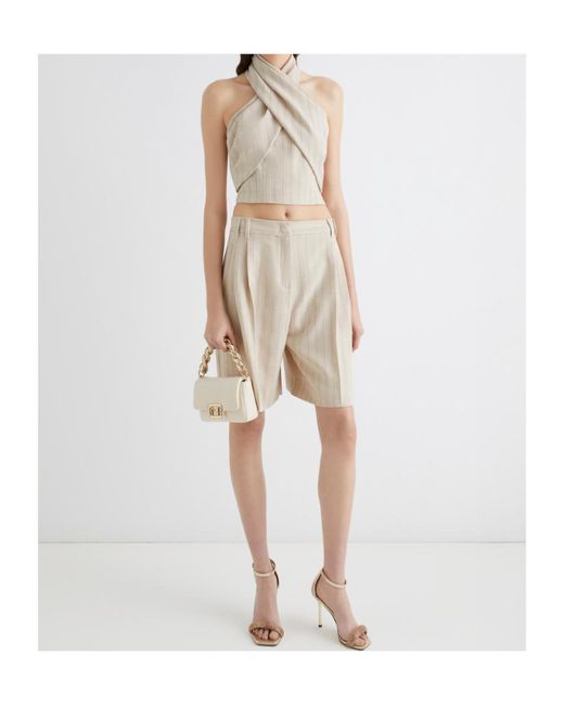 Marella Natural Stretch Canvas Bermuda Shorts