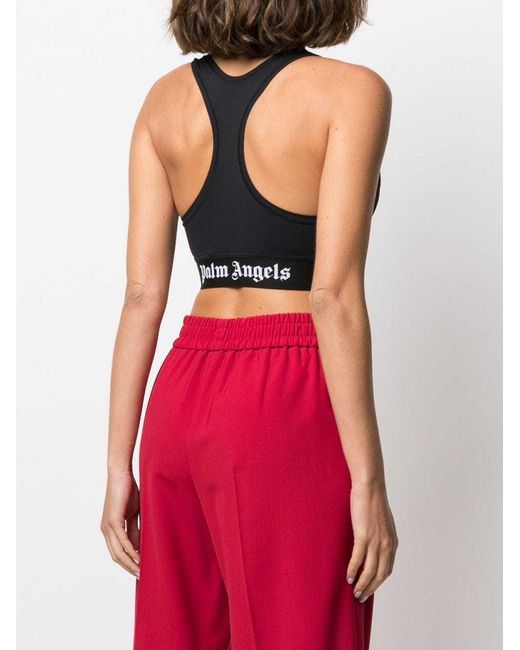 Palm Angels Black Logo-Print Sports Bra