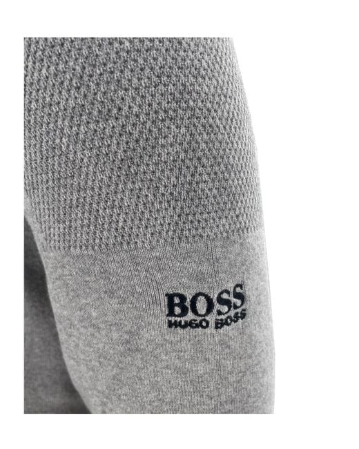 Boss Gray Logo Embroidered Sweater for men