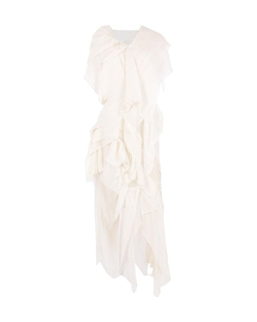 Yohji Yamamoto White Pleated Draped Dress