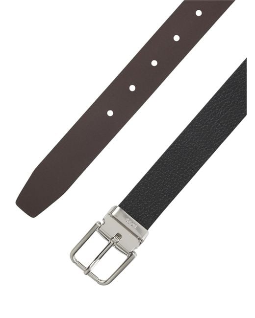 Boss White Grained-Leather Belt for men
