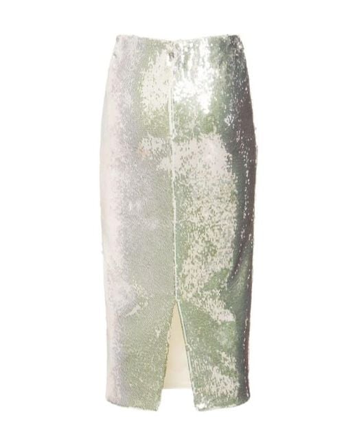 ROTATE BIRGER CHRISTENSEN Green Sequined Pencil Skirt
