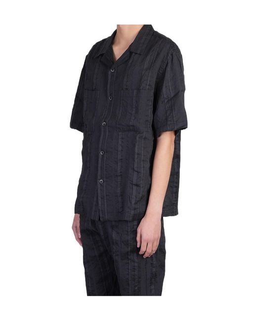 Barena Black Short-Sleeved Striped Shirt for men