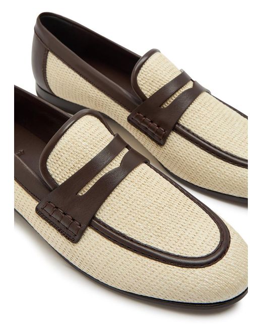 Brunello Cucinelli White Straw Loafers