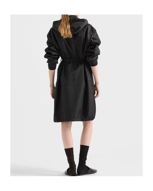 Prada Black Zip-Up Belted Coat