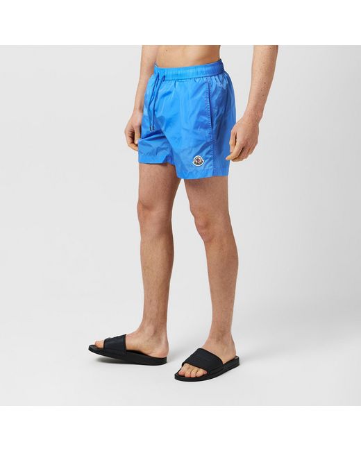 Moncler Blue Luxury Logo Swim Trunks for men