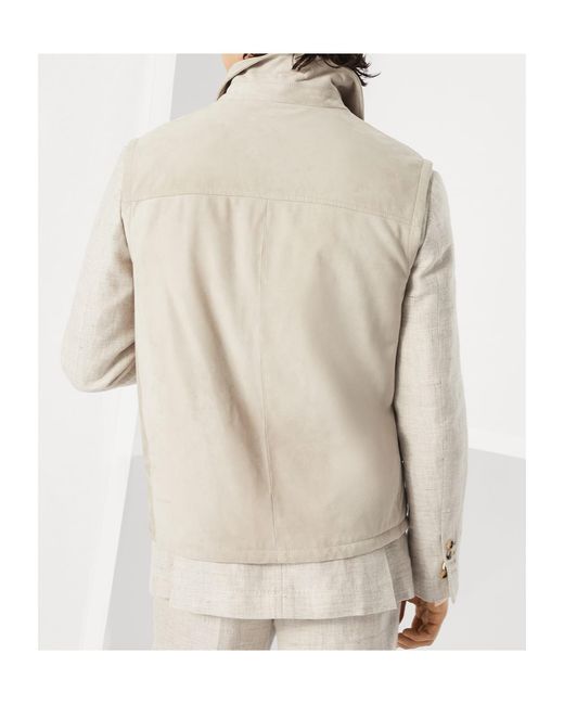 Brunello Cucinelli White Sleeveless Button-Up Gilet for men