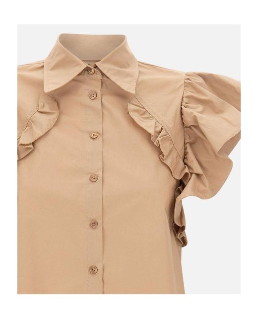 Kaos Natural Ruffled Cropped Shirt