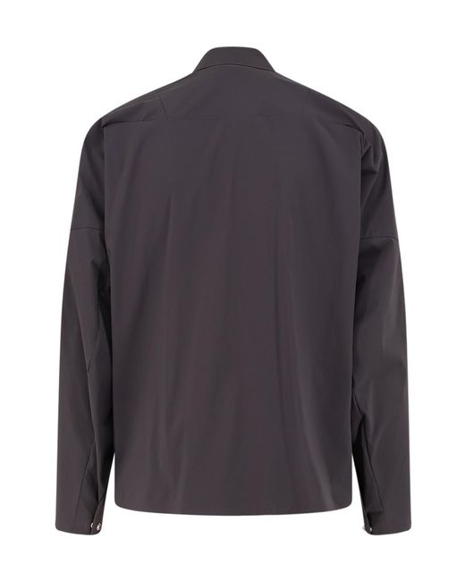 Stone Island Blue Logo Embroidered Zipped Shirt for men