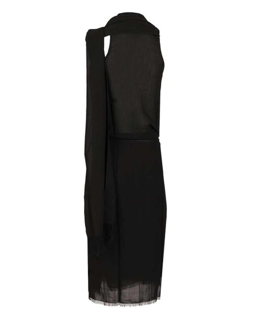 Totême Black Totême Fringed Scarf Dress