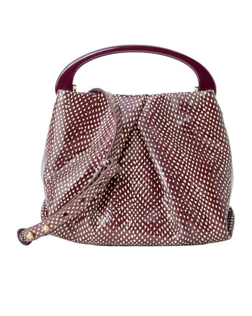 Dries Van Noten Purple Patterned Top Handle Bag