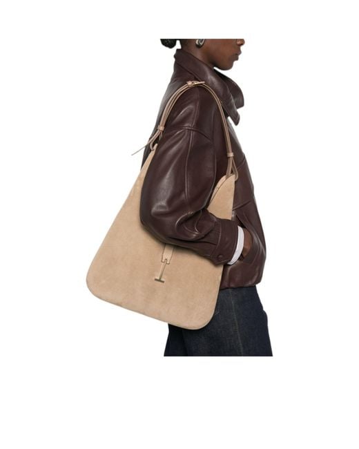 Tom Ford White T-Embellished Medium Suede Shoulder Bag
