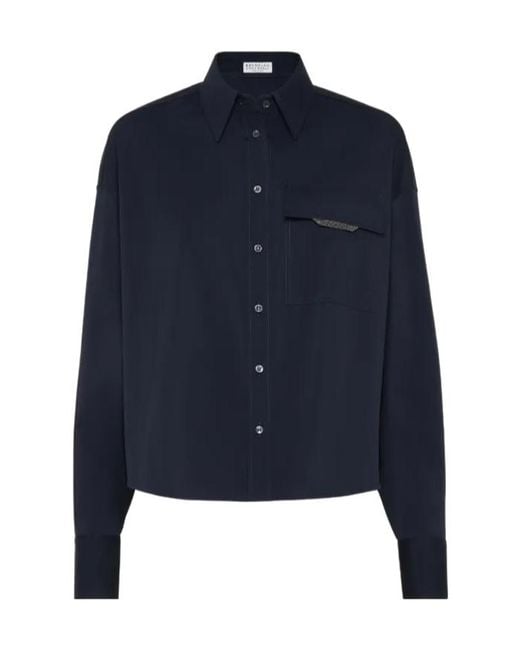 Brunello Cucinelli Blue Long-Sleeved Buttoned Shirt