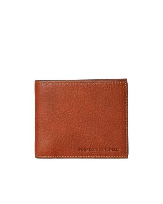 Brunello Cucinelli Brown Logo Embossed Bi-Fold Wallet for men