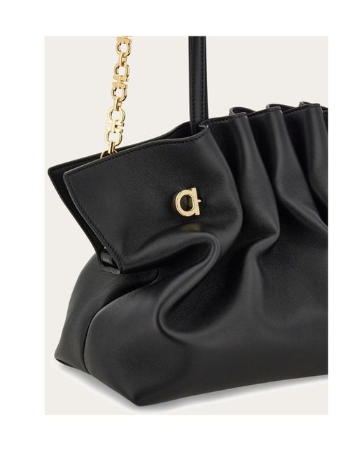 Ferragamo Black Ferragamo Soft Medium Shoulder Bag