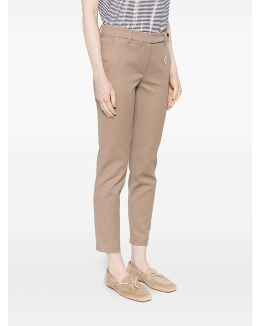 Brunello Cucinelli Natural Logo-Patch Trousers
