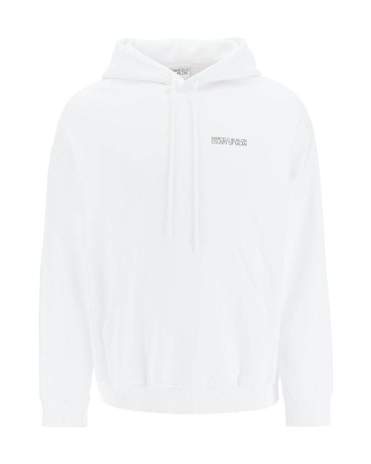 Marcelo Burlon White County Of Milan Tempera Cross Drawstring Hoodie for men