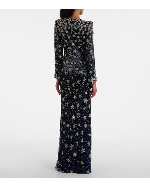 Jenny Packham Blue Madrigal Embellished Gown